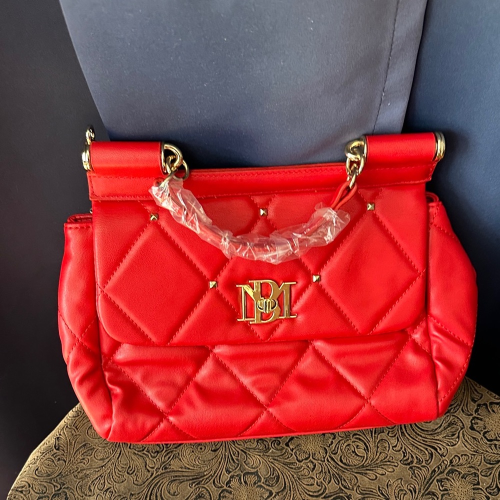 Badgley Mischka Red Quilted Shoulder Bag